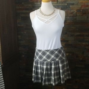 Plaid Button Wrap Skirt